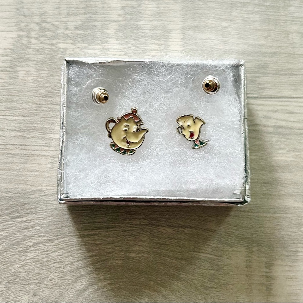 Mrs. Potts Gold Teapot and Cup Earrings